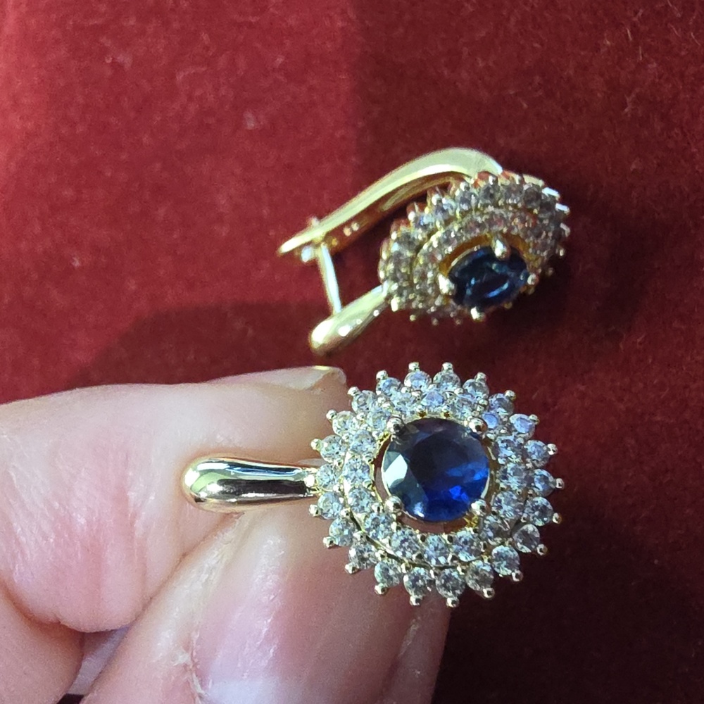 Elegant Gold and Blue Gemstone Earrings